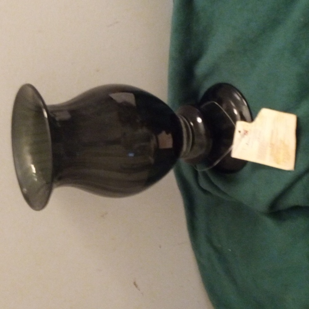 11 inch dark green vase with 7 inch rim